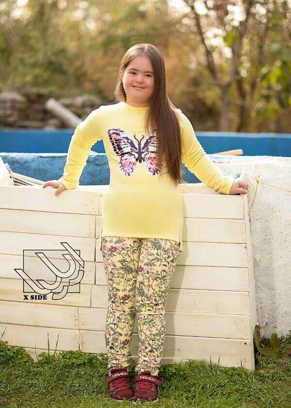 ست بلوز و شلوار طرح پروانه پولکی دخترانه