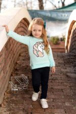 ست بلوز و شلوار دخترانه - مدل تک شاخ پولکی - Image 4