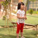 بلوز و شلوارک دخترانه بهاره با طرح آلبالو