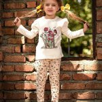 ست بلوز و شلوار دخترانه پاییزه با طرح گل سرخ