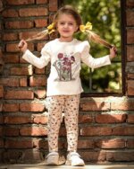 ست بلوز و شلوار دخترانه پاییزه با طرح گل سرخ