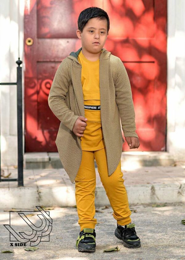 ست ۳ تیکه پسرانه - بلوز و شلوار دورس پنبه، هودی ژاکارد