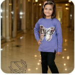 ست بلوز و شلوار دخترانه پروانه پولک دورو