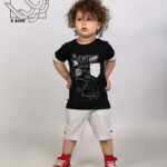 ست بلوز آستین کوتاه و شلوارک راه راه پسرانه