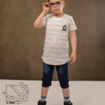 ست بلوز راه راه و شلوارک لی پسرانه