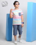 ست بلوز و شلوارک طرح جین پسرانه - Image 2