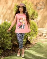 ست بلوز آستین حلقه ای و ساق با طرح آنا و السا