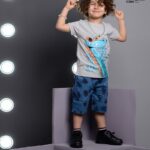 ست بلوز و شلوارک بهاره پسرانه با طرح سوسمار عینکی