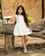 پیراهن نخی گلدار اشکی دخترانه بهاره - Image 5