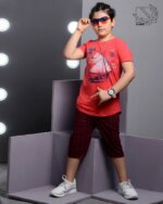 ست بلوز شلوارک پسرانه با طرح قایق موتوری