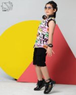 ست تیشرت آستین حلقه ای و شلوارک طرح فشن - Image 4