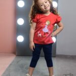 ست تیشرت و ساق دخترانه با طرح دختر شاد