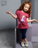 ست تیشرت و ساق دخترانه با طرح دختر شاد - Image 5
