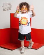 ست بلوز و شلوارک آستین کوتاه پسرانه با طرح شیر - Image 3