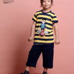 ست بلوز و شلوارک راه راه پسرانه با طرح اتم