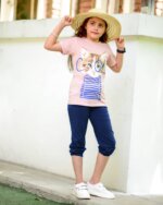 ست بلوز و شلوارک بهاره دخترانه با طرح گربه - تصویر 2