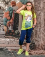 ست بلوز و شلوارک بهاره دخترانه با طرح گربه - تصویر 3