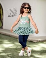 سارافون آستین حلقه ای و شلوارک بهاره دخترانه - Image 3