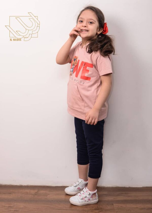 ست کراپ هودی کلاهدار و شلوار با طرح تدی