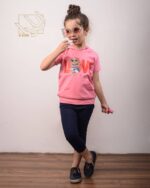 ست کراپ هودی کلاهدار و شلوار با طرح تدی - Image 7