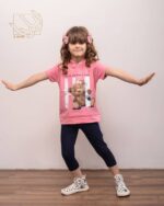 ست کراپ هودی کلاهدار و شلوار با طرح تدی - Image 5