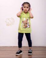 ست کراپ هودی کلاهدار و شلوار با طرح تدی