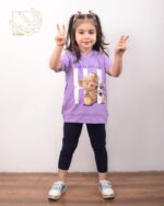 ست کراپ هودی کلاهدار و شلوار با طرح تدی - Image 4