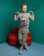 ست تی شرت و شلوارک دورس بهاره با طرح آدم فضایی - Image 3