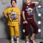 ست تی شرت و شلوارک دورس بهاره با طرح آدم فضایی