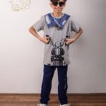 ست تیشرت و شلوار پسرانه با طرح موتور