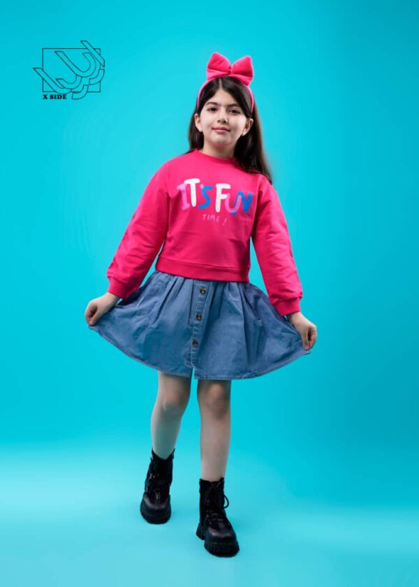 ست تی شرت و دامن دخترانه بهاره