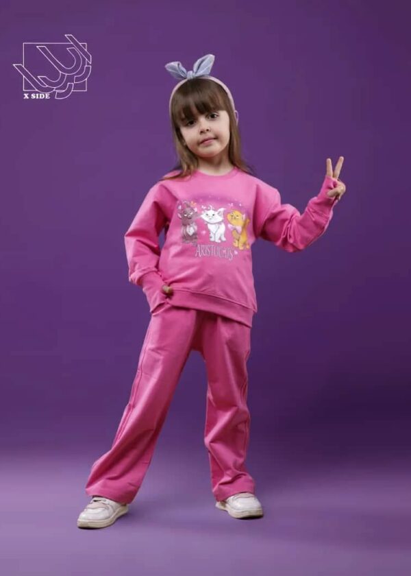 ست بلوز و شلوار دخترانه بهاره با طرح گربه اشرافی