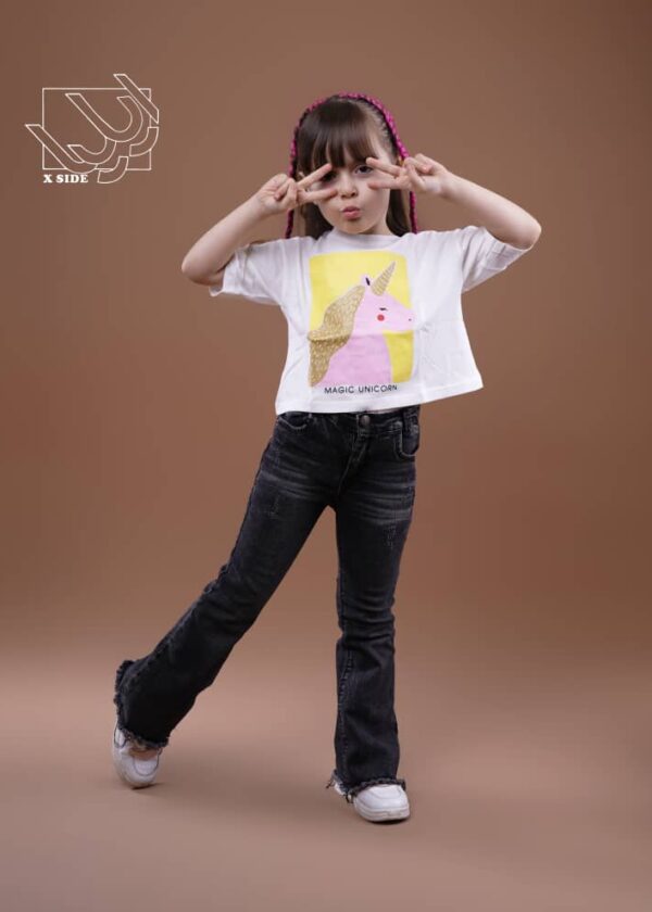 کراپ بهاره دخترانه با طرح اسب تک شاخ