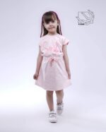 پیراهن دخترانه بهاره با طرح اسمایل - گلبهی