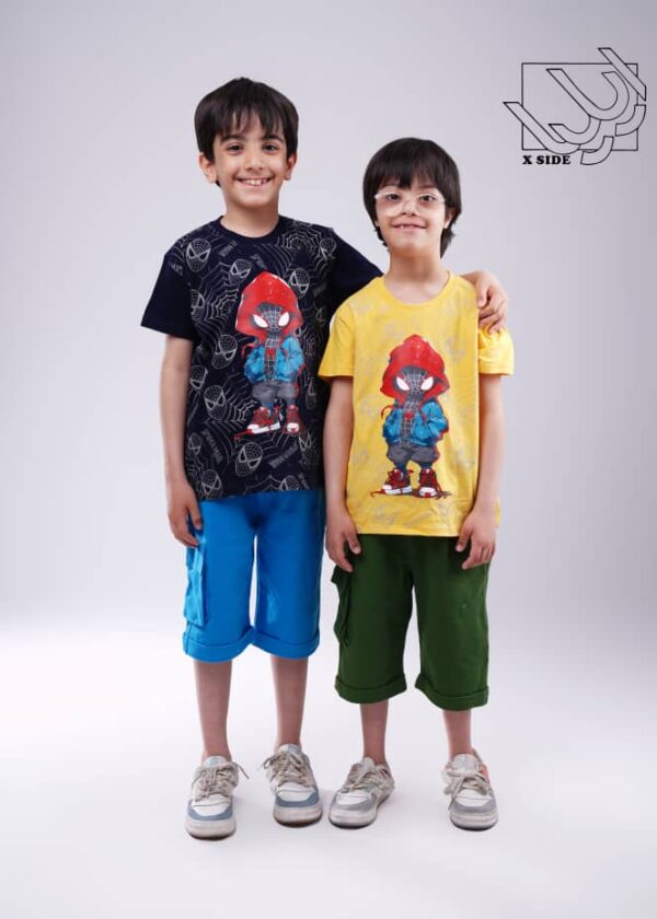 ست تی شرت و شلوارک پسرانه بهاره با طرح اسپایدرمن