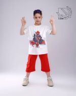 ست تی شرت و شلوارک پسرانه بهاره با طرح اسپایدرمن