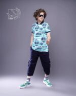 ست شلوارک و تیشرت راه راه پسرانه بهاره با طرح برگ - Image 5