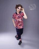 ست شلوارک و تیشرت راه راه پسرانه بهاره با طرح برگ - Image 2