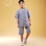 ست پیراهن و شلوارک راه راه پسرانه بهاره