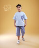 ست بلوز ساده و شلوارک راه راه بهاره پسرانه - تصویر 3