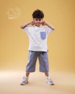 ست بلوز ساده و شلوارک راه راه بهاره پسرانه - تصویر 5