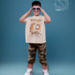 ست بلوز و شلوارک چریکی بهاره پسرانه با طرح شیر و ببر