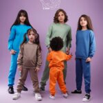 ست بلوز و شلوار ساده پاییزه دخترانه و پسرانه با طرح مداد رنگی (3 تا 5 سال)