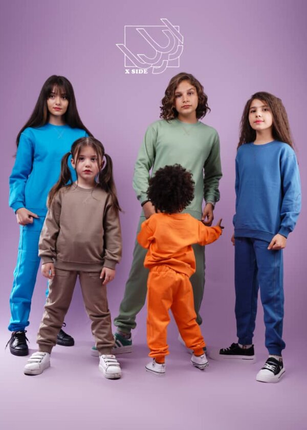 ست بلوز و شلوار ساده پاییزه دخترانه و پسرانه با طرح مداد رنگی (3 تا 5 سال)