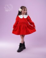 پیراهن دخترانه یقه گلدار پاییزه