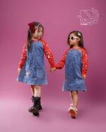 پیراهن لی کاغذی طرح کریسمس دخترانه پاییزه