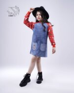 پیراهن لی کاغذی طرح کریسمس دخترانه پاییزه - تصویر 3