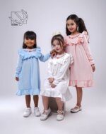 پیراهن دخترانه بهاره یقه گلدوزی - 01