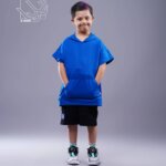 ست اسپورت هودی لوز جیب دار با شلوارک دخترانه و پسرانه بهاره