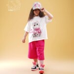 ست بلوز لاکرا و شلوارک ماکان دخترانه بهاره یا طرح گربه